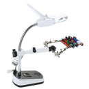 90mm Diameter Magnifier With LED Light Magnifier Soldering Helping Hand  Alligator Clip Stand