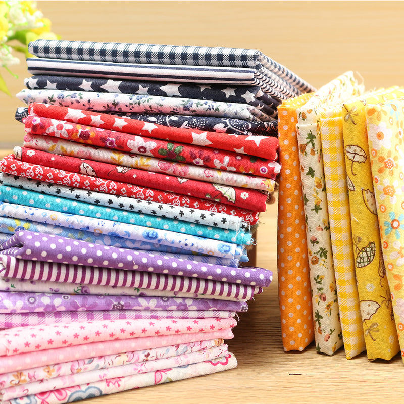 5PCS/Set 19.7'' Series Fabric Cotton Bundles Fat Quarters Polycotton Material Florals Gingham Spots Non Woven Fabric