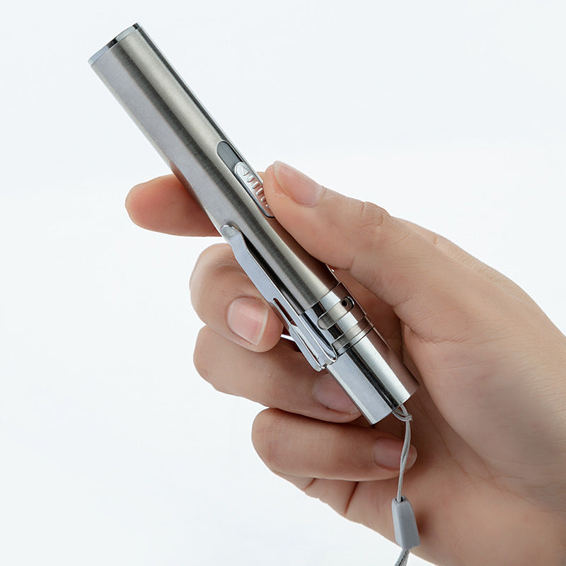 Three-in-one Flashlight White light + Laser +365 White Light USB Rechargeable Mini LED Flashlight Outdoor Work Light Laser Light