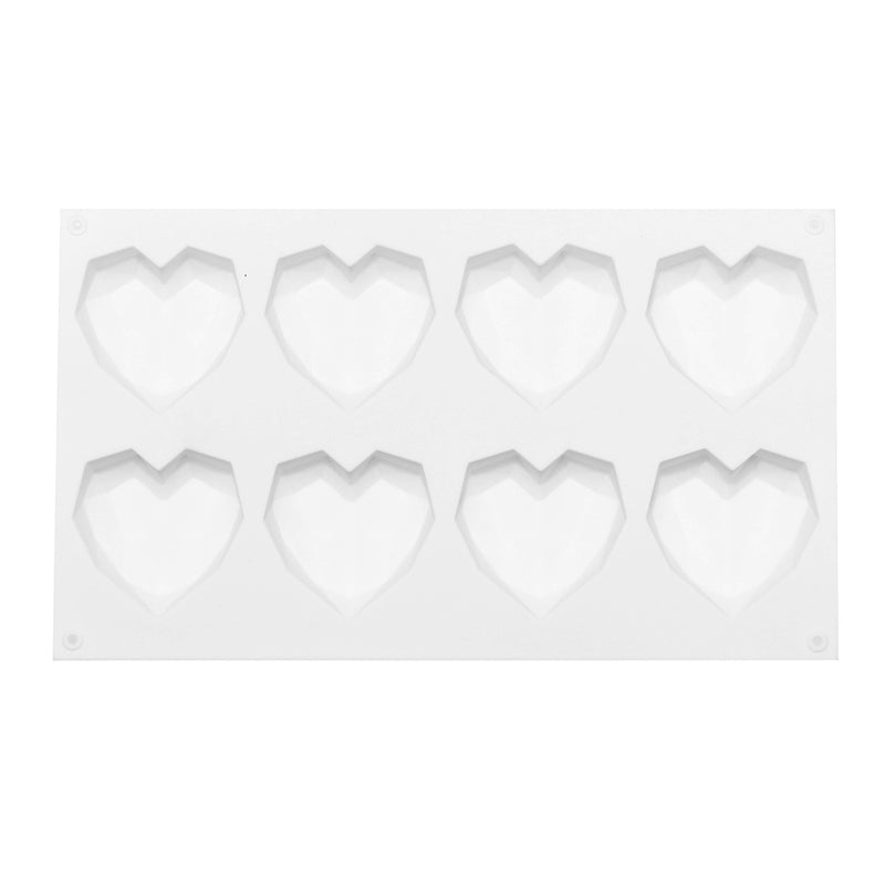 8 Grids Diamond Heart Dessert 3D Cake Mold Art Mousse Silicone Mould