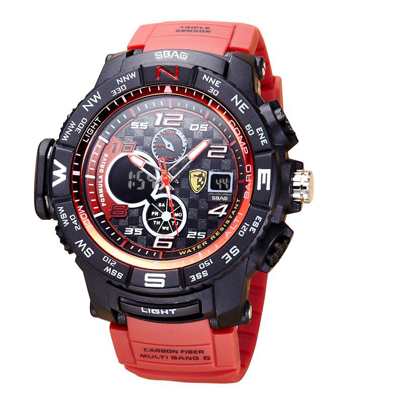 SBAO S8006-2 Dual Display Digital Watch Multifunction Men Fashion Back Light Alarm Sport Watch