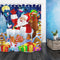180X180 Santa Claus Christmas Gifts Shower Curtain with Hooks Waterproof Bathroom Carpet Set
