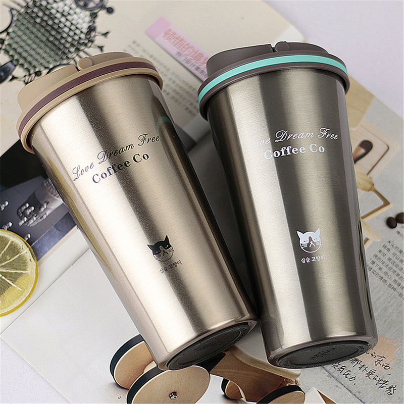 500ML Stainless Steel Leakproof Insulated Thermal Portable Car Travel Coffee Mug Cup