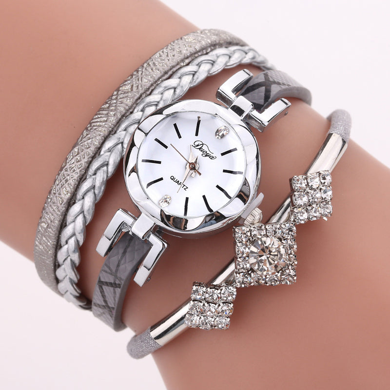DUOYA D255 Flower Dial Show Fashionable Women Bracelet Watch Tourist Dress Retro Style Quartz Watch