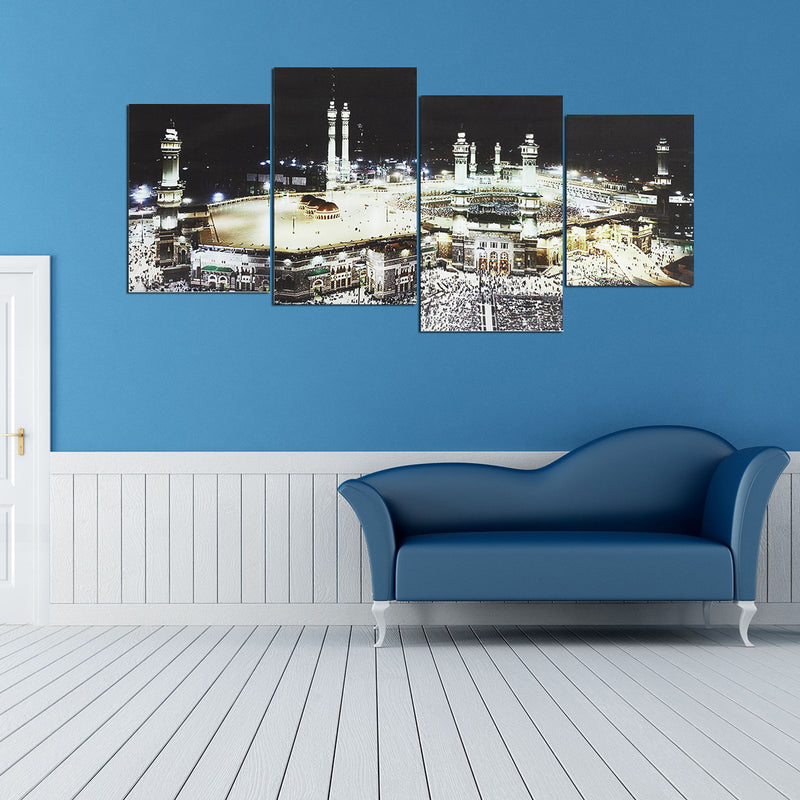 4Pcs Islamic Mecca Kaaba Hajj Poster Wall Art Canvas Print DIY Home Decor Paintings