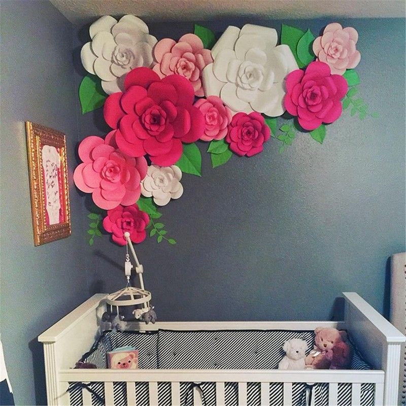 30cm DIY Paper Flowers Leaves Backdrop Decorations Kid Birthday Party Wedding Favor