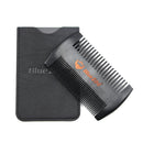 Pear Wood beard double comb + PU leather bag anti-static beard care comb men's portable hair brush
