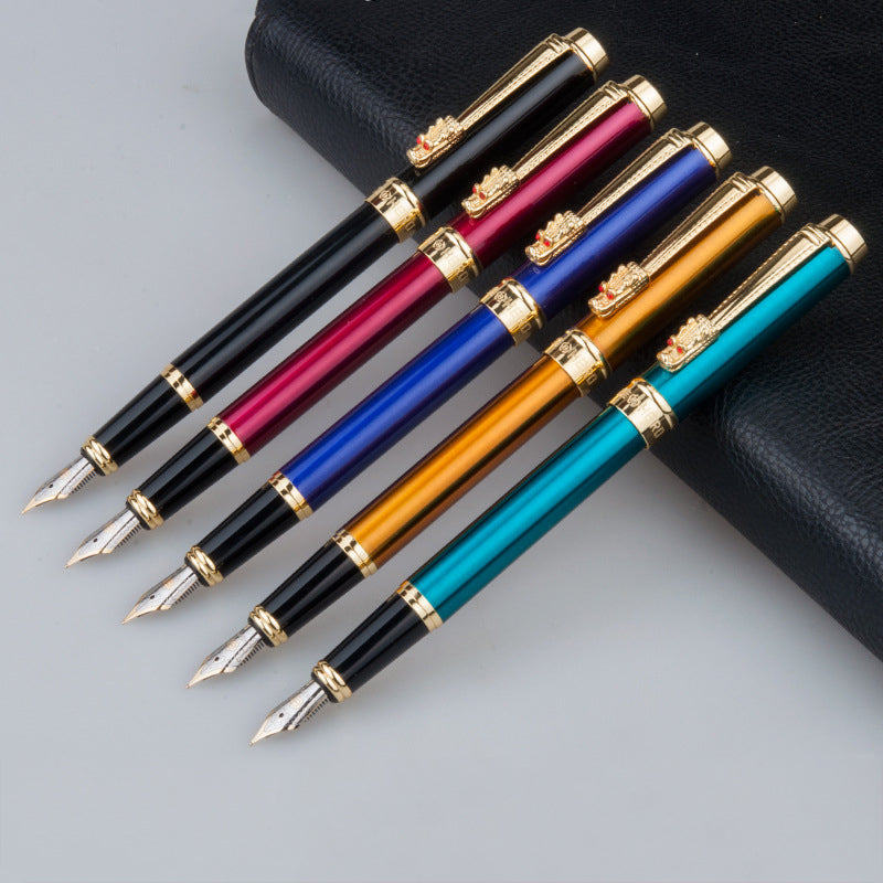 Hero 6190 Fountain Pen 0.5mm Fine Nib Calligraphy Signing Ink Pens with Dragon Clip Business Gifts Office School Supplies