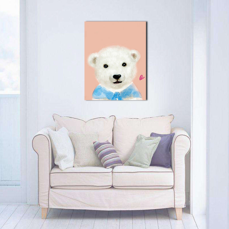 Miico Hand Painted Oil Paintings Cartoon White Bear Paintings Wall Art For Home Decoration