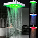 360 Adjustable 6 Inch LED Light Square Rain Shower Head Stainless Steel 3 Color Changing Temperature Control Bathroom Showerhead