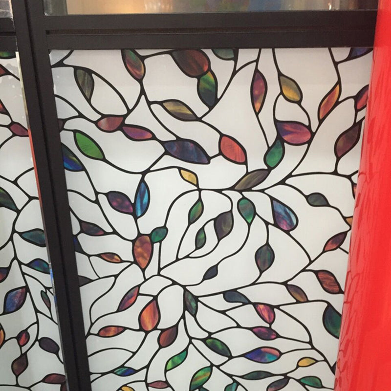 46x100cm Window Film Sticker Leaf Stained Glass Static DIY Home Decorations