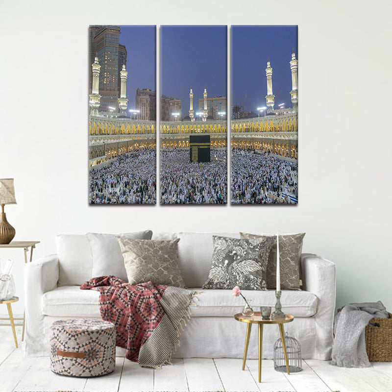 Miico Hand Painted Three Combination Decorative Paintings Islamic Religious Wall Art For Home Decoration