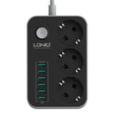 LDNIO 5V 3.4A Desktop 3 Power Socket 6 USB Port 5.24ft/1.6m EU Plug Charging Socket