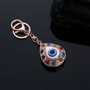 Vintage Crystal Blue Evil Eye Charm Keychain Rings Holder Purse Bag Buckle Pendant Key Chains