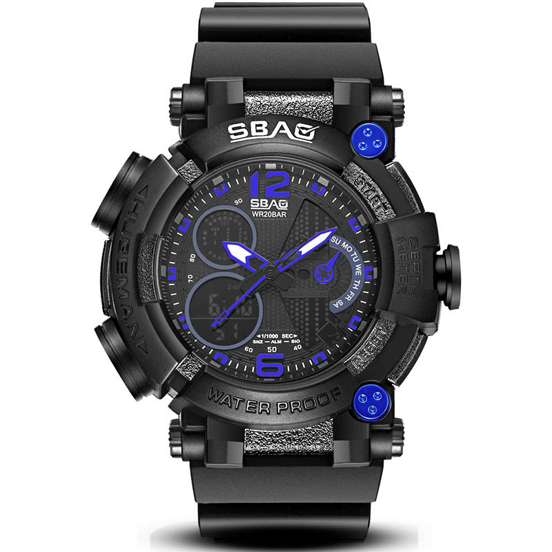 SBAO S-8019-2 Dual Display Digital Watch Luminous Display Alarm Calendar Stopwatch Sport Watch