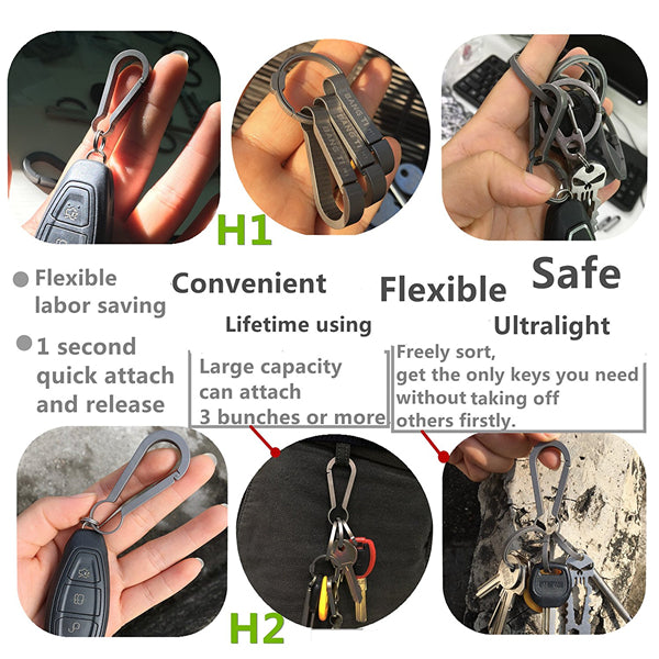 BANG TI H2 60mm Titanium Quick Release Keychain Belt Loop Hook Key Clip