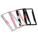 Bling Rhinestone Car License Plate Stainless Steel Frame For US/CA