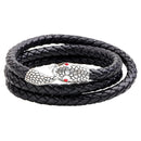 Men's Alloy Snake Head Multilayer Punk Leather Bracelet Serpentine Weave Bangle Chain