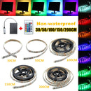 30/50/100/150/200CM 5050 RGB LED Flexible Strip Light + Remote Battery Powered Party Home Decor DC5V