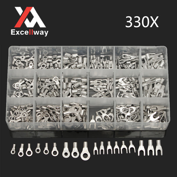 Excellway TC19 330Pcs  Electrical Wire Connector Bare Cord Crimp Terminals Spade Assorted Kit