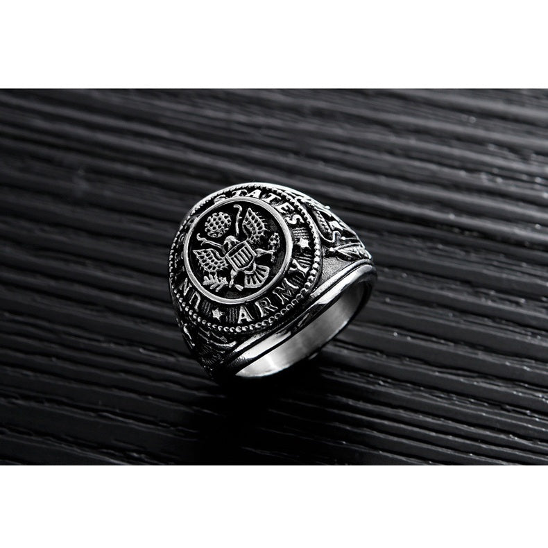 Personality Retro Slab Eagle Titanium Steel Ring