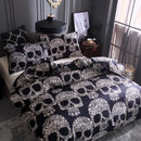 3 PCS Bedding Sets Skull Printing Quilt Cover Pillowcase For Queen Size