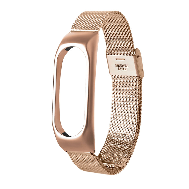 DEFFRUN Stainless Steel Fold Buckle Black Sliver Rose Gold Wrist Strap for XIAOMI Miband 2