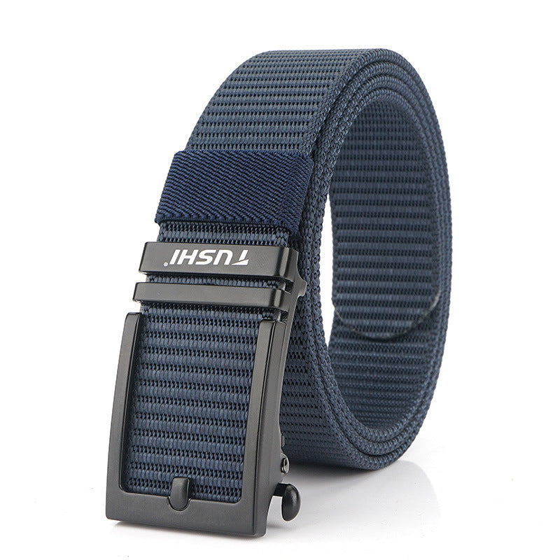 TUSHI 120cm Punch Free Black/Silver Buckle Tactical Belt Quick Release Nylon Waist Belts Casual Belt