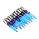 Drillpro 10pcs 0.1-0.7mm 20 Degree Engraving Bit Blue Nano Coated Carbide Flat Bottom PCB Engraving Bit CNC Router Tool