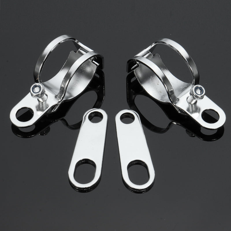 4pcs Chrome Motorcycle Front Rear Turn Signal Holder Fork Clamps Shock Bracket Cafe Racer
