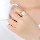 Ethnic Womens Silver Plated Ring Lotus Charm Solid Flower Stackable Adjustable Open-end Ring