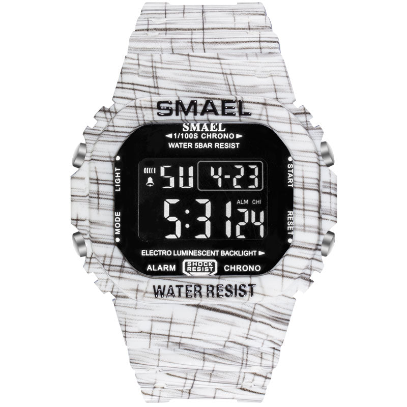 SMAEL 1801 Men Camouflage Cowboy Style Luminous 5ATM Waterproof Digital Watch