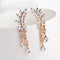 Sweet Leaf Rhinestone Earrings Silver Gold  Piercing Tassel Crytral Earring for Women