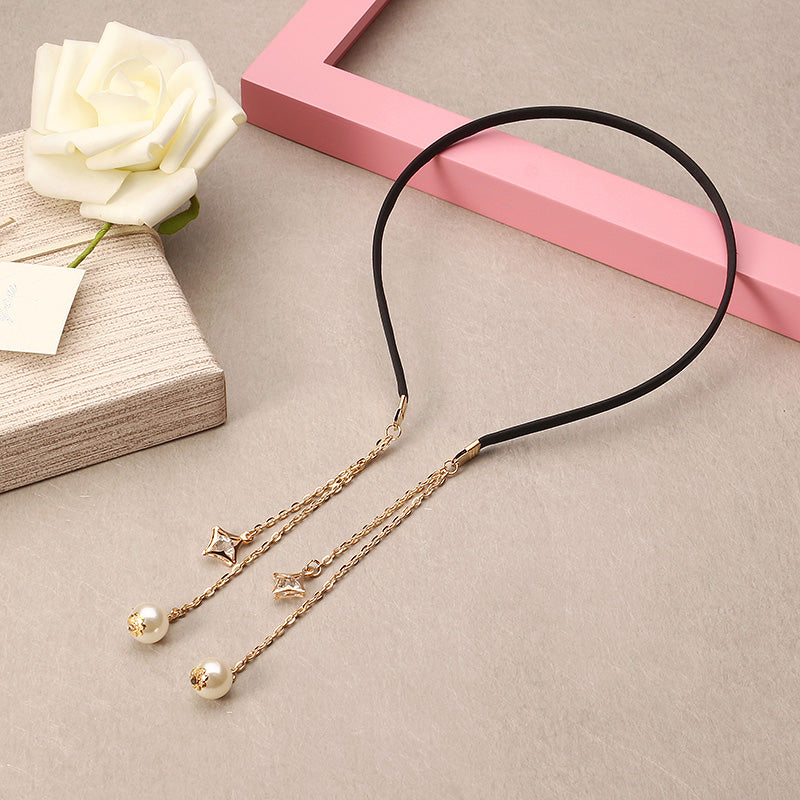 Sweet Heart Star Artificial Pearl Pendant Hair Band Fake Earrings Women Hair Accessories