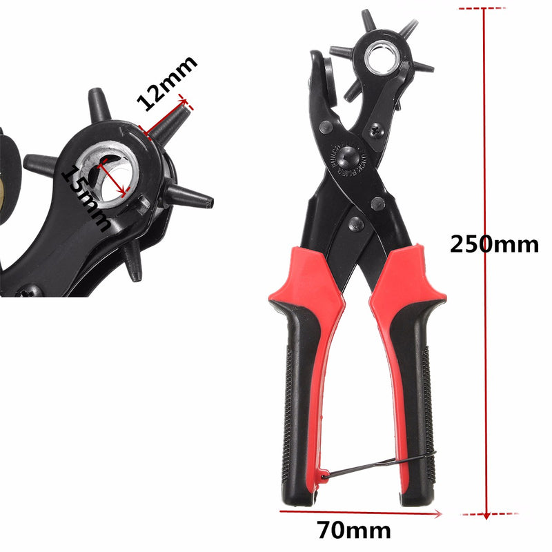 6 Sized Heavy Duty Leather Hole Punch Hand Pliers Belt Holes Punches Maker Tool