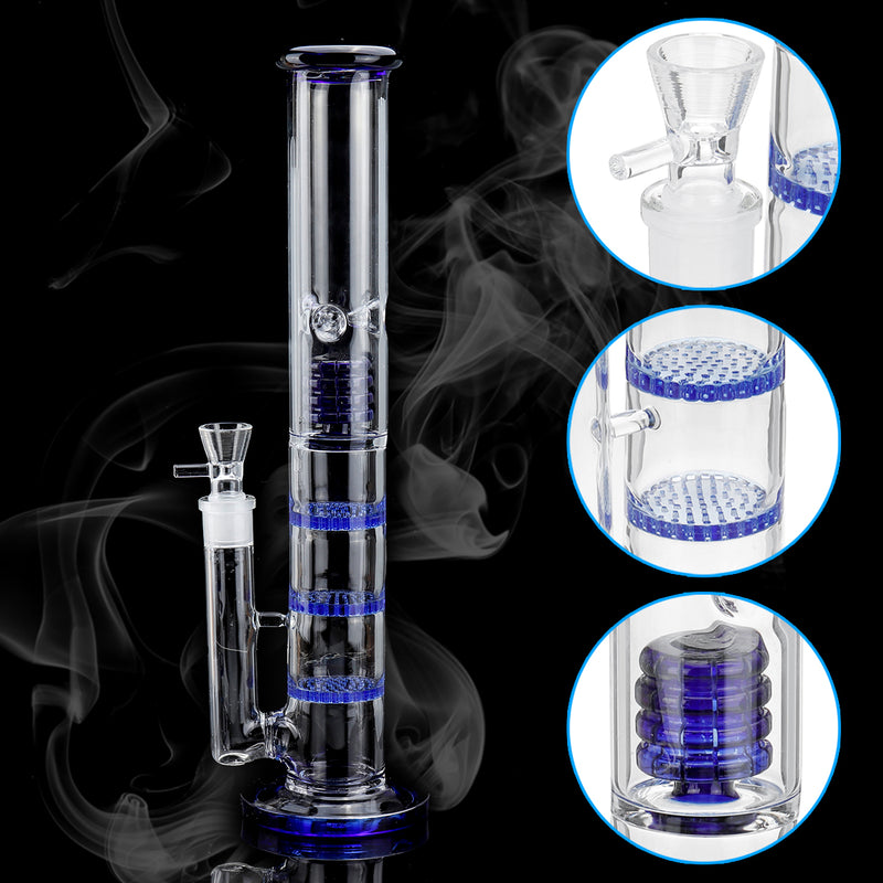 19.5 Inch Glass B ong Three Honeycomb PERC Smoking P ipe Water H ookah With Ice Catcher H ookah pipes
