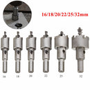 6pcs 16/18/20/22/25/32mm Steel Carbide Tipped Drill Bit Set 16-32mm Metal Hole Saw Alloy Cutter
