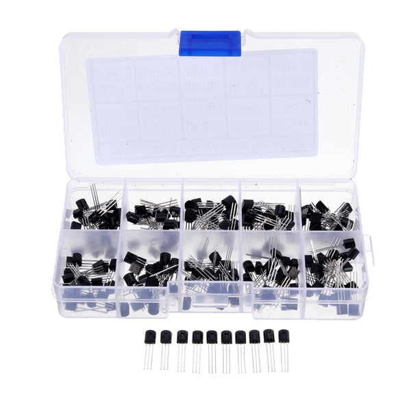 1000pcs 10 Values 100 Each TO-92 Transistor Assortment Assorted Kit BC327 BC337 BC517 BC547 BC548 BC549 BC550 BC556 BC557 BC558