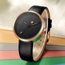 CRRJU 2124 Simple Design Women Wrist Watch Genuine Leather Strap Quartz Watches