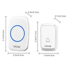 CACAZI A60 Waterproof Wireless Music Doorbell LED Light Battery 300M Remote Home Cordless Call Bell  58 Chime 2 Button 1 Receiver