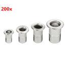 Suleve MXRN1 200Pcs Insert Rivet Nut 304 Stainless Steel Countersunk Head M3/M4/M5/M6