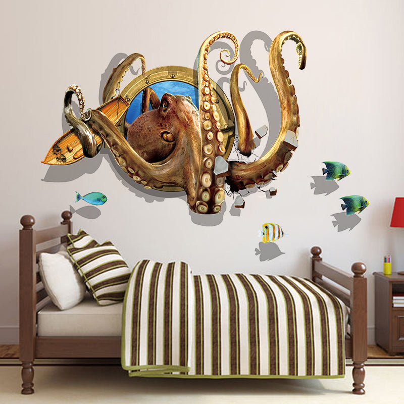 Miico Creative 3D Sea Animals Octopus Frame PVC Removable Home Room Decorative Decor Sticker