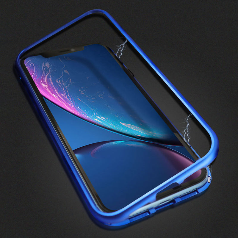 Bakeey Plating Magnetic Adsorption Metal Tempered Glass Protective Case for iPhone XS MAX XR X for iPhone 7 6 6S 8 Plus Back Cover