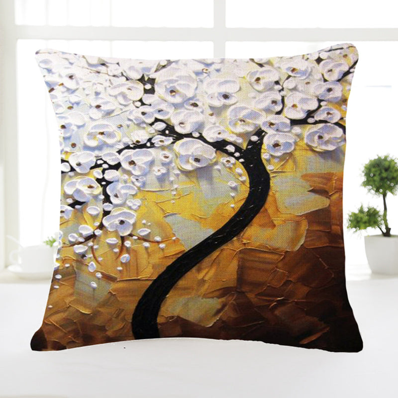 Cushion Case Tree Flower Pillow Case Cotton Linen Cushion Cover Gift Home Decor