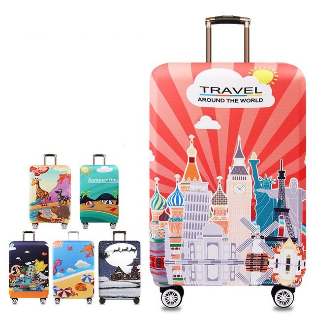 Honana Tourism Theme Elastic Luggage Cover Trolley Case Cover Warm Travel Suitcase Protector