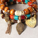 Charm Multilayer Tassel Bracelets Leaf Anchor Bracelet Love Heart Gift for Women