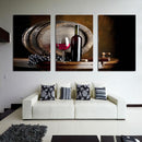 Miico Hand Painted Three Combination Decorative Paintings Red W-ine Wall Art For Home Decoration