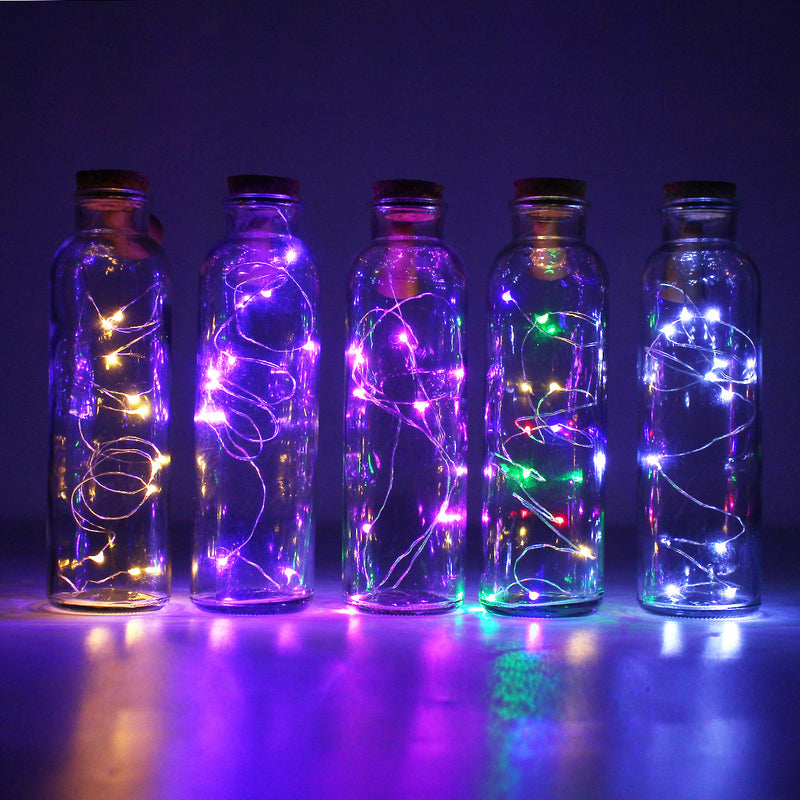 Solar Powered 8LEDs Cork Shaped Silver Wire Wine Bottle Fairy String Light for Christmas Party