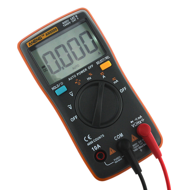ANENG AN8000 Orange Digital Multimeter Voltmeter Ammeter Ohmmeter Volt AC DC Ohm Tester Meter + Test Lead Set