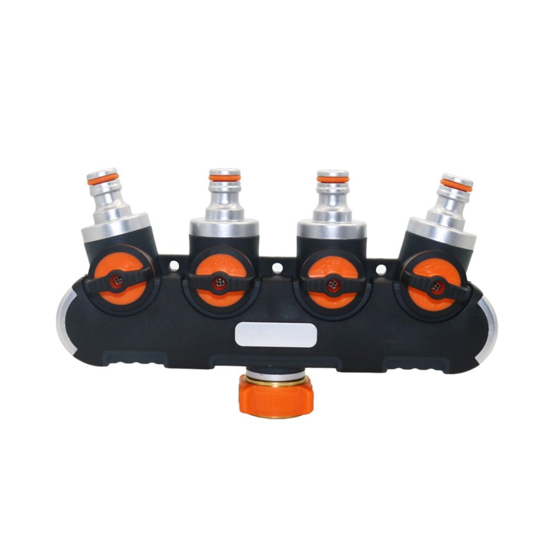 Universal 4 Way Hose Faucet Manifold Water Segregator for 3/4" 1/2" Garden Tap Splitter Water Pipe Divider Hose Quick Connector Nozzle Shut Off Control
